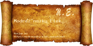 Modránszky Elek névjegykártya