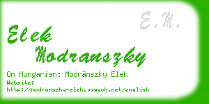 elek modranszky business card