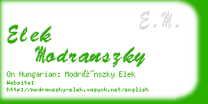 elek modranszky business card